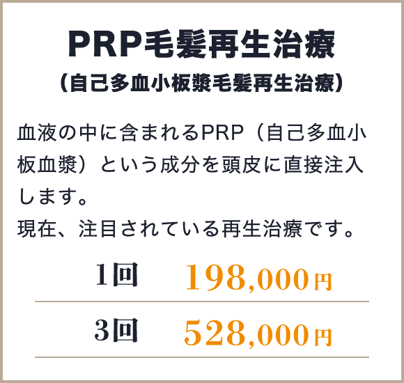 PRP毛髪再生治療（自己多血小板漿毛髪再生治療）